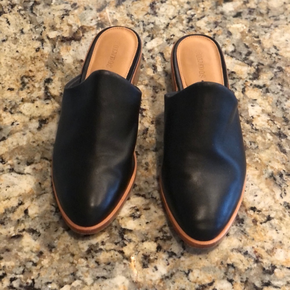 Soludos Black Leather Slides